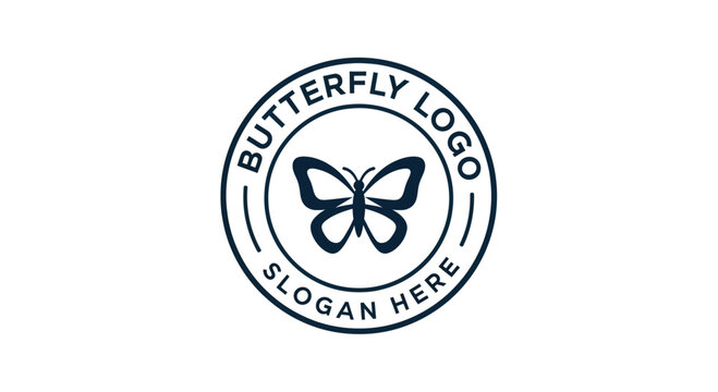 Elegant butterfly logo design, featuring a simple butterfly silhouette within a circular frame.