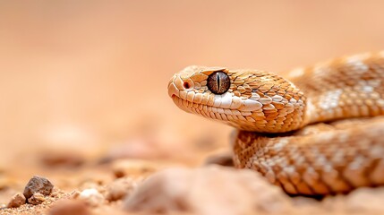Obraz premium Closeup of a desert vipers head with intricate scales and a piercing eye
