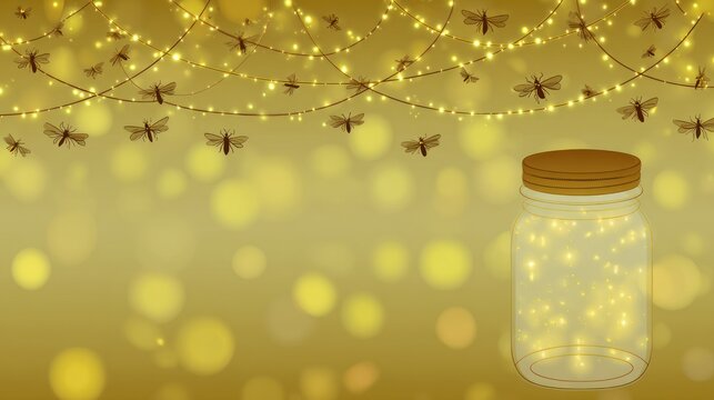Fireflies light jar illustration