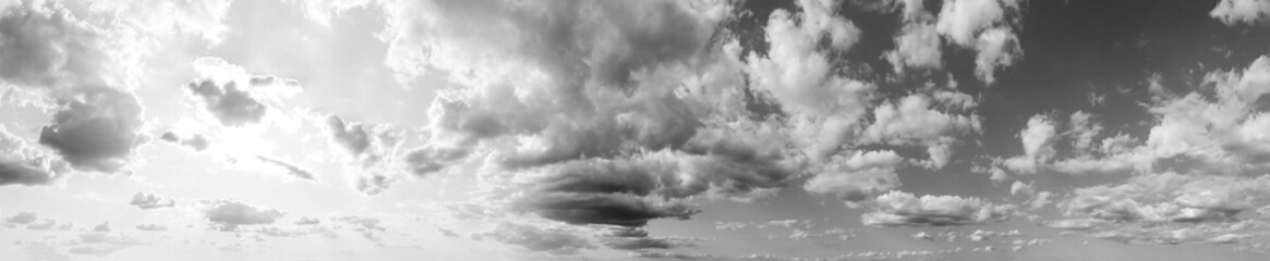 Panoramic view of sky with amazing clouds and sunshine