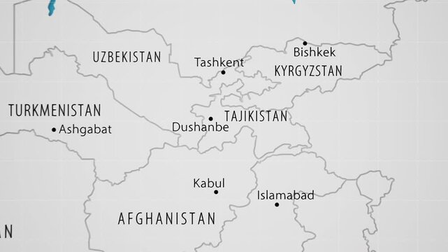 Tajikistan on the World Map with Animated National Flag
