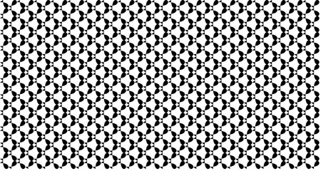 A seamless black and white abstract geometric pattern with repeating stylized shapes creating a textured, tessellated background.