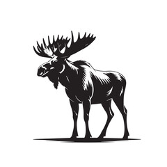 Majestic Moose in Forest Silhouette Vector