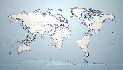 World map outline in pale colors showing continents, borders, and some rivers