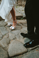 bride and groom on the beach