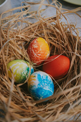easter eggs in a nest