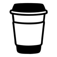 An isolated vector illustration of a disposable paper coffee cup with a lid on a white background
