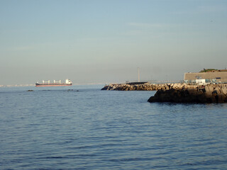 Alger the capital city of Algeria, North Africa, city centre of Algiers, the capital of Algeria, Landscape of Algiers city With port and mediterranean sea and white buildings, Arab Maghreb Africa.