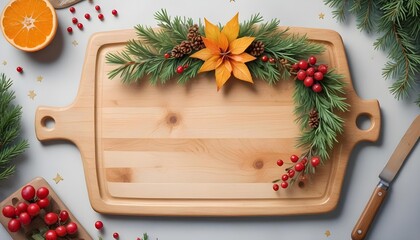 Festive Christmas Cutting Board with Decorations