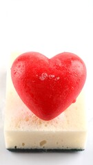 Red heart shaped sponge