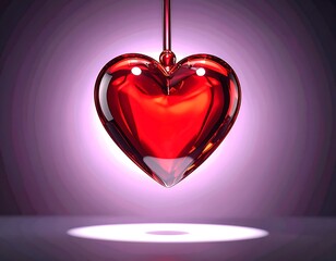 Red heart shaped glass ornament