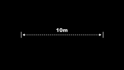 Measuring distance length dotted line animation. A dotted line representing a 10 meter measurement for design and layout purposes. 10 meter dimension dotted line for measurement. - Powered by Adobe