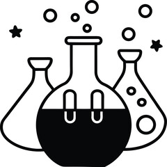 magical potion lab with scrolls illustration on transparent background