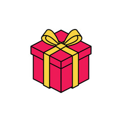 Red Christmas Gift Box Vector Illustration with Yellow Bow Festive Holiday 2025