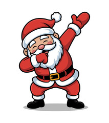 Cheerful cartoon Santa Claus performing the dab pose in a festive red suit, isolated on a transparent background.