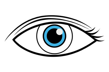 Blue human eye vector icon illustration, a symbol of vision and beauty