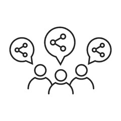 An illustrative image that reflects seamless sharing of information or ideas, through thought bubbles. Each symbol represents the essence of the social connection or spreading awareness.