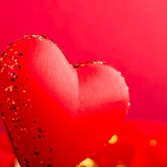 Red heart with gold glitter