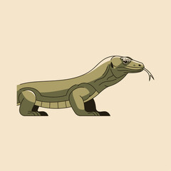 Obraz premium Stylized Komodo Dragon Wildlife Art