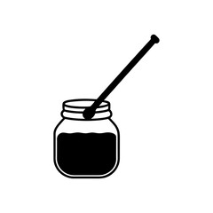 Detailed Honey Jar Golden Liquid Wooden Dipper Transparent Background