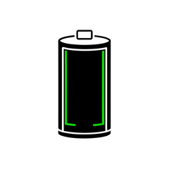 Glowing Green Battery Icon Fully Charged Transparent Background
