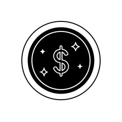 Golden Coin Embossed Dollar Sign Shiny Transparent Background