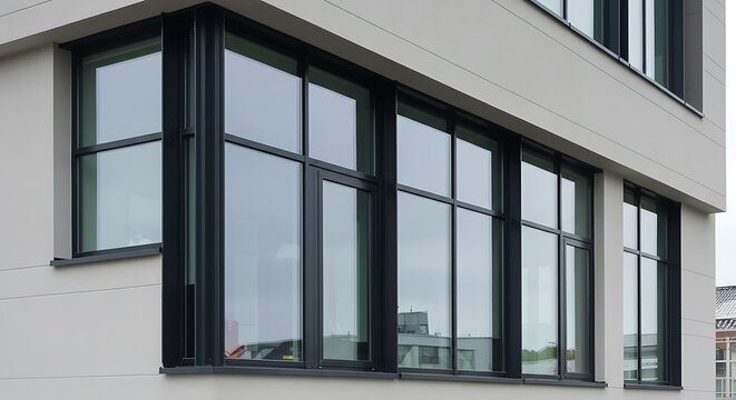 Black frame aluminium windows of building. | Modern Architecture & Home Design Inspiration