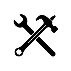 Silver Wrench Crossed Hammer Tool Transparent Background