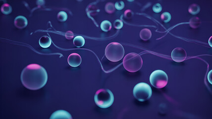 Abstract background with glowing spheres and trails for modern design