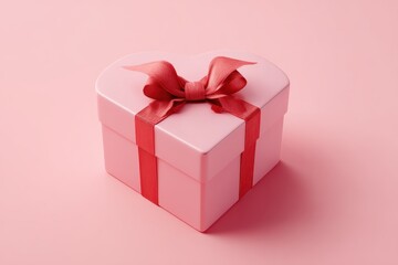 Fototapeta premium Elegant pink gift box featuring a heart-shaped top, perfect for special occasions like anniversaries or Valentine's Day celebrations