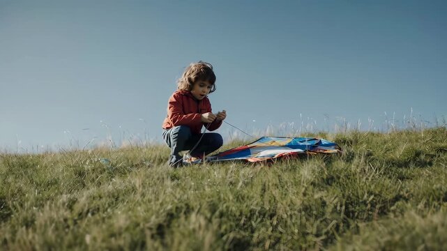 Child's Kite Fails then Soars in the Sky