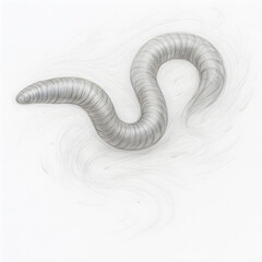 Realistic pencil sketch of an earthworm detailed monochrome drawing
