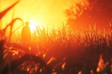 golden cornfield at sunset