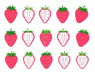 Strawberry slices, various angles