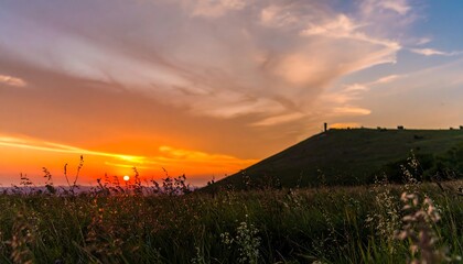 Sunrise over a hilltop