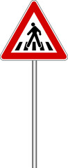 Pedestrian crossing warning sign indicating a zebra crossing ahead