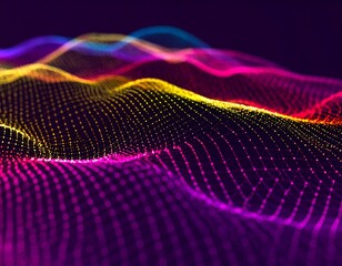 Abstract digital landscape of glowing particles