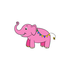 cartoon pink elephant trunk as garland  circus vector