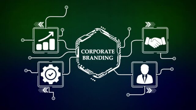 Corporate branding concept diagram with icons and network lines .4k video animation concept.