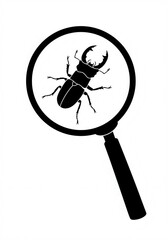 stag beetle under a magnifying glass vector 