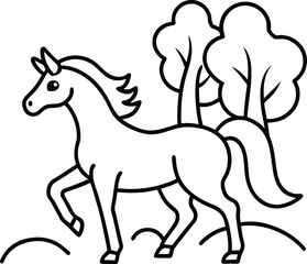 Fototapeta premium fantasy unicorn running through magical forest illustration on transparent background