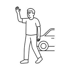 line icon man raising his hand to hail a taxi vector on a white background
Vector line icon on a white background