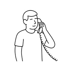 line icon person talking on a landline phone vector on a white background
Vector line icon on a white background