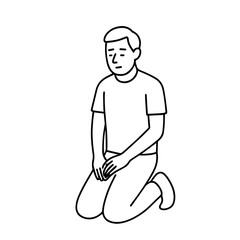 line icon man kneeling vector on a white background
Vector line icon on a white background