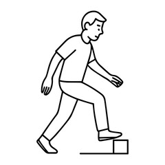 line icon person steps over an obstacle vector on a white background
Vector line icon on a white background