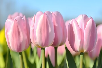 Fototapeta premium Closeup Pink Tulips Spring Flowers Nature Photography