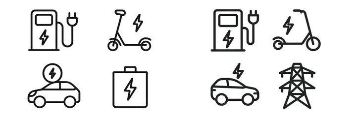 Electric vehicles and charging stations showcase sustainable energy options for modern transportation
