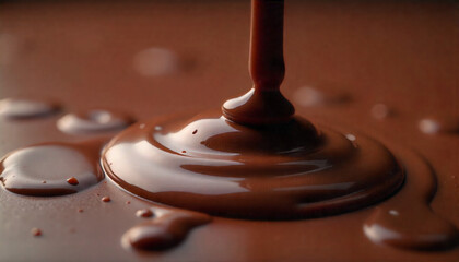 Delicious, rich dark chocolate slowly pours, creating enticing swirls of molten sweetness for a delectable treat
