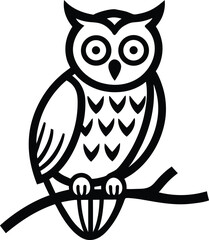 patterned owl with intricate wings and moon illustration on transparent background