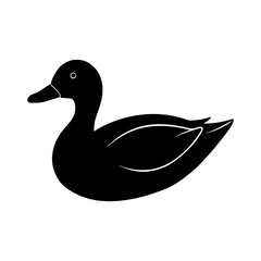 duck swimming silhouette on white background